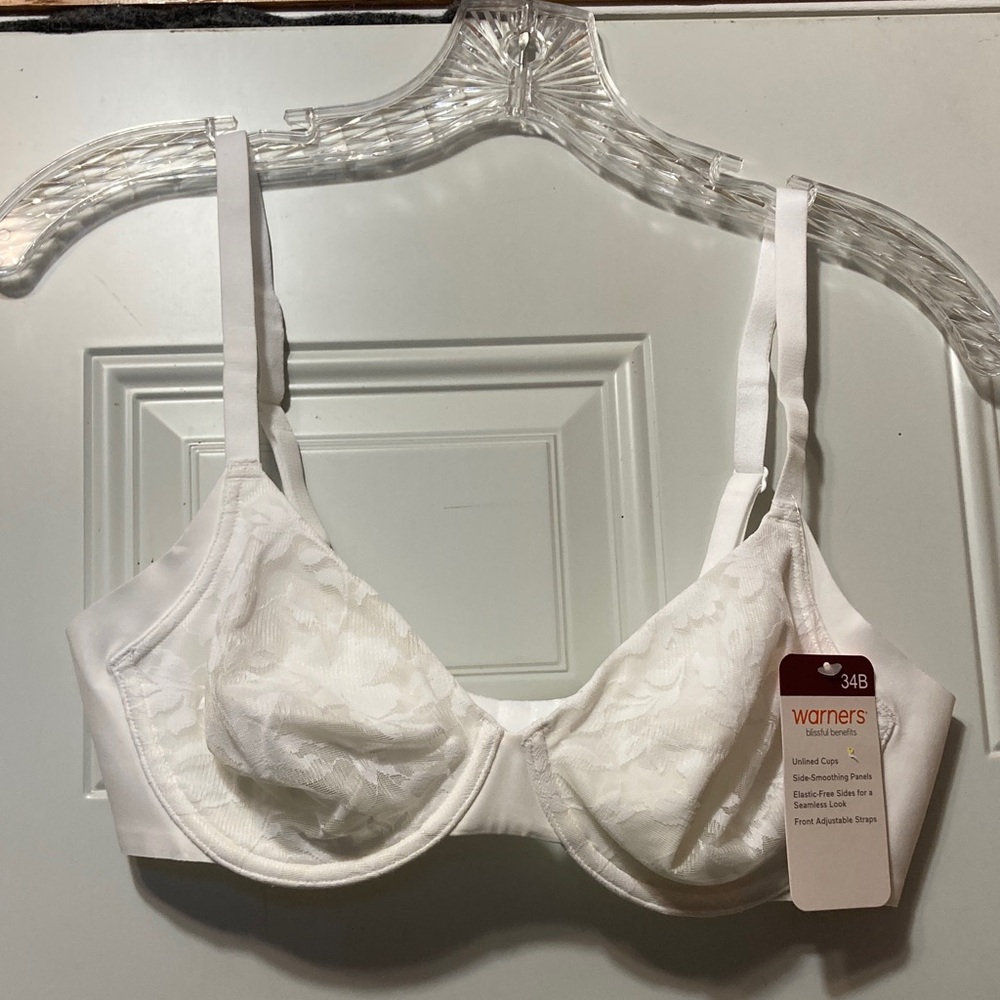 Warner's‎ White Lace Underwire Bra with Adjustable Straps 34B NWT